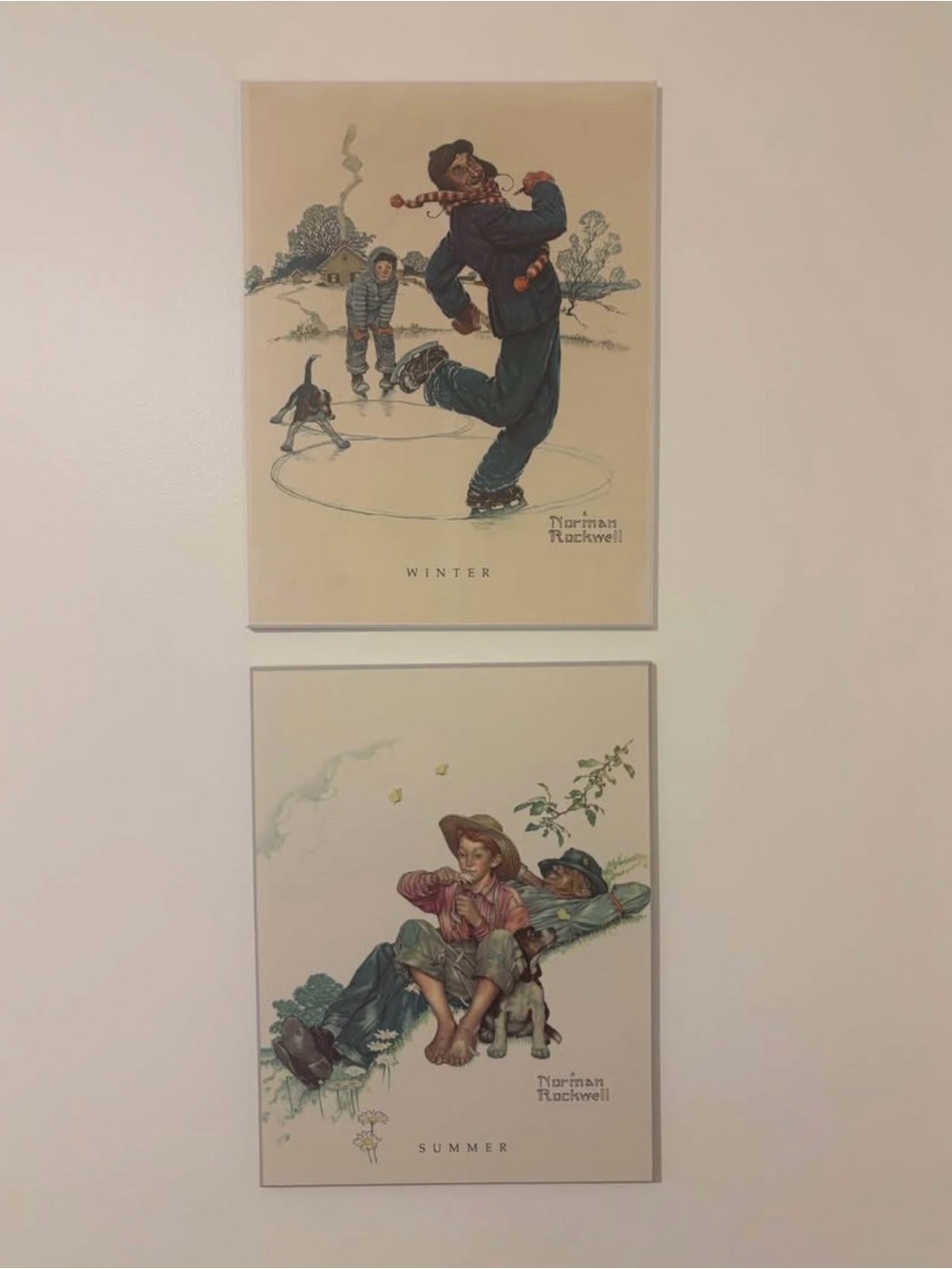 Norman Rockwell Winter & Summer Prints — Cream, Blue, Green, Brown